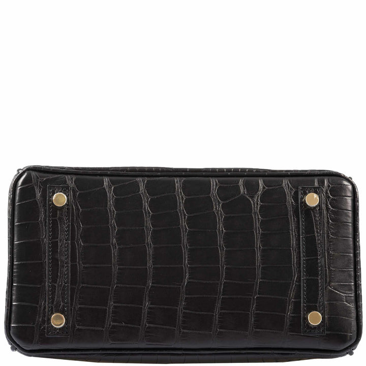 Hermès Birkin 25 Black Matte Alligator Gold Hardware