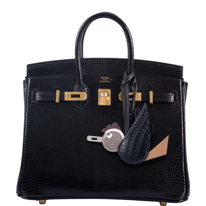 Hermes Birkin 25 Black Nilo Lizard Gold Hardware