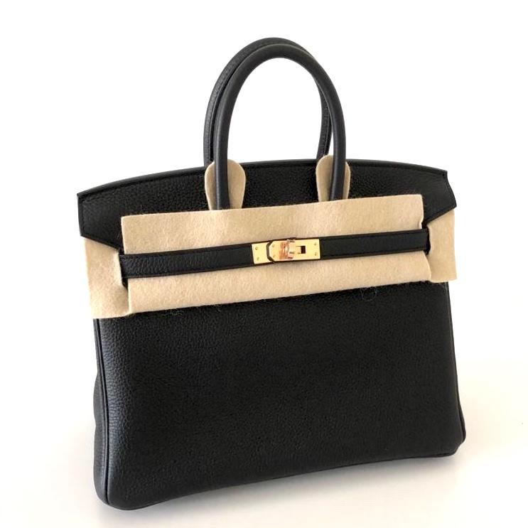 Hermès Birkin 25 Black Togo leather Rose Gold Hardware - 2021, Z
