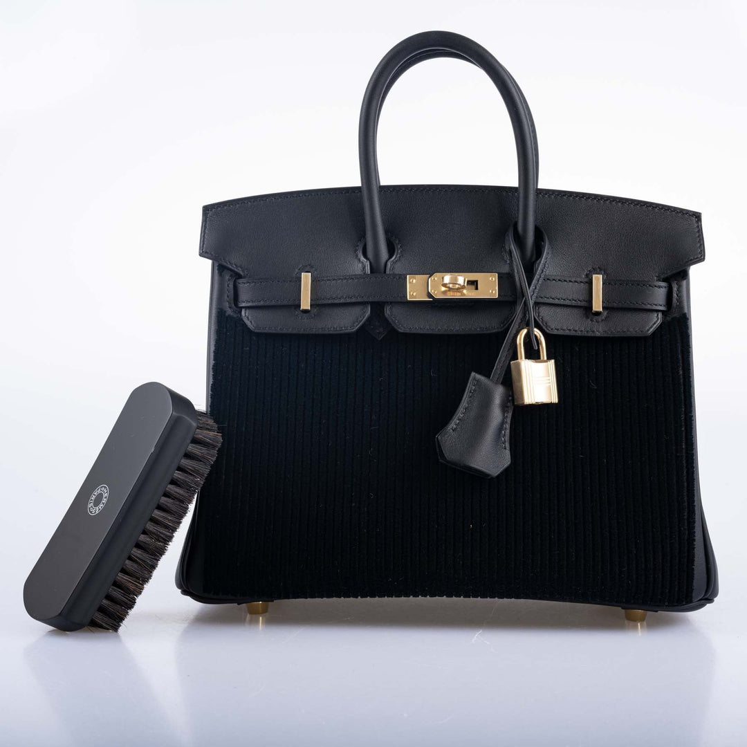 Top quality Hermes Birkin 25 Black côte à côte tuffetage and Swift Permabrass Hardware