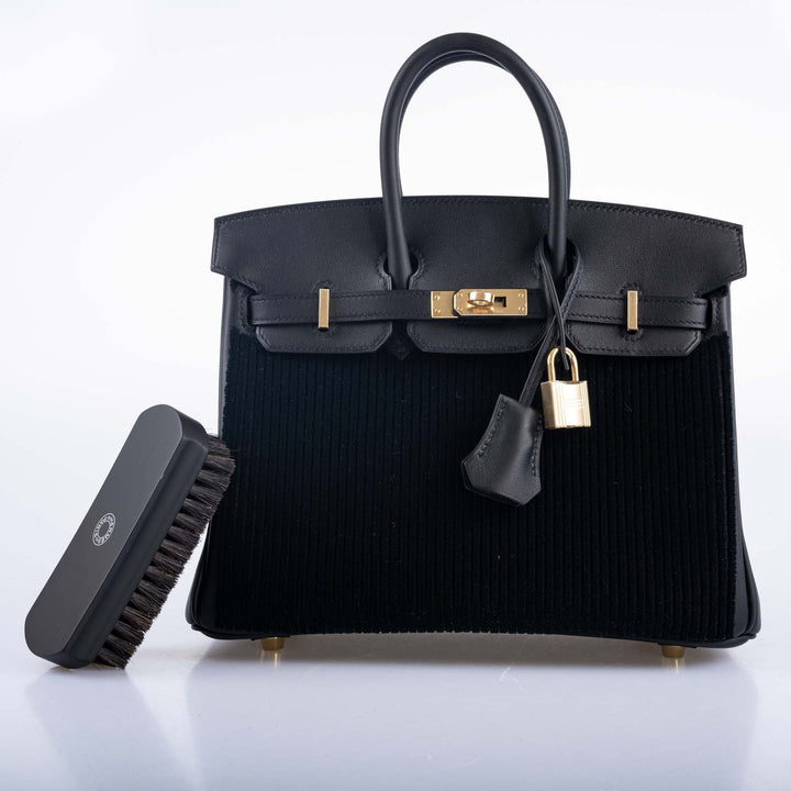 Top quality Hermes Birkin 25 Black côte à côte tuffetage and Swift Permabrass Hardware