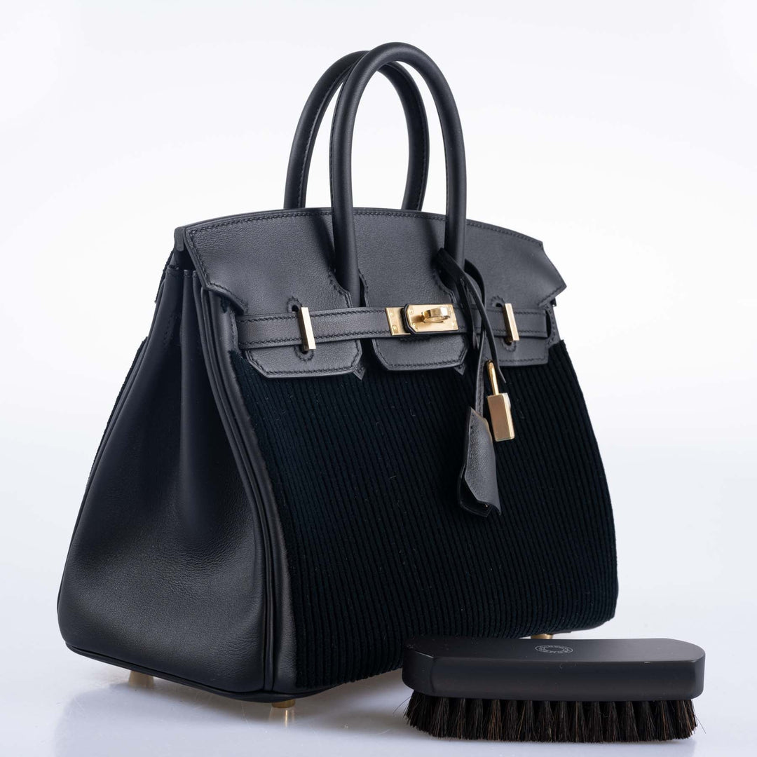 Top quality Hermes Birkin 25 Black côte à côte tuffetage and Swift Permabrass Hardware