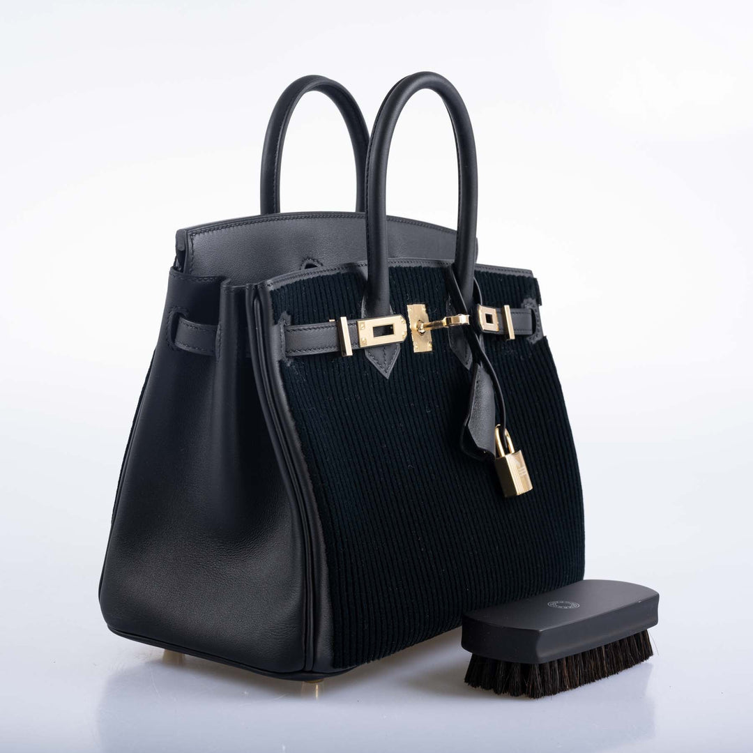 Top quality Hermes Birkin 25 Black côte à côte tuffetage and Swift Permabrass Hardware