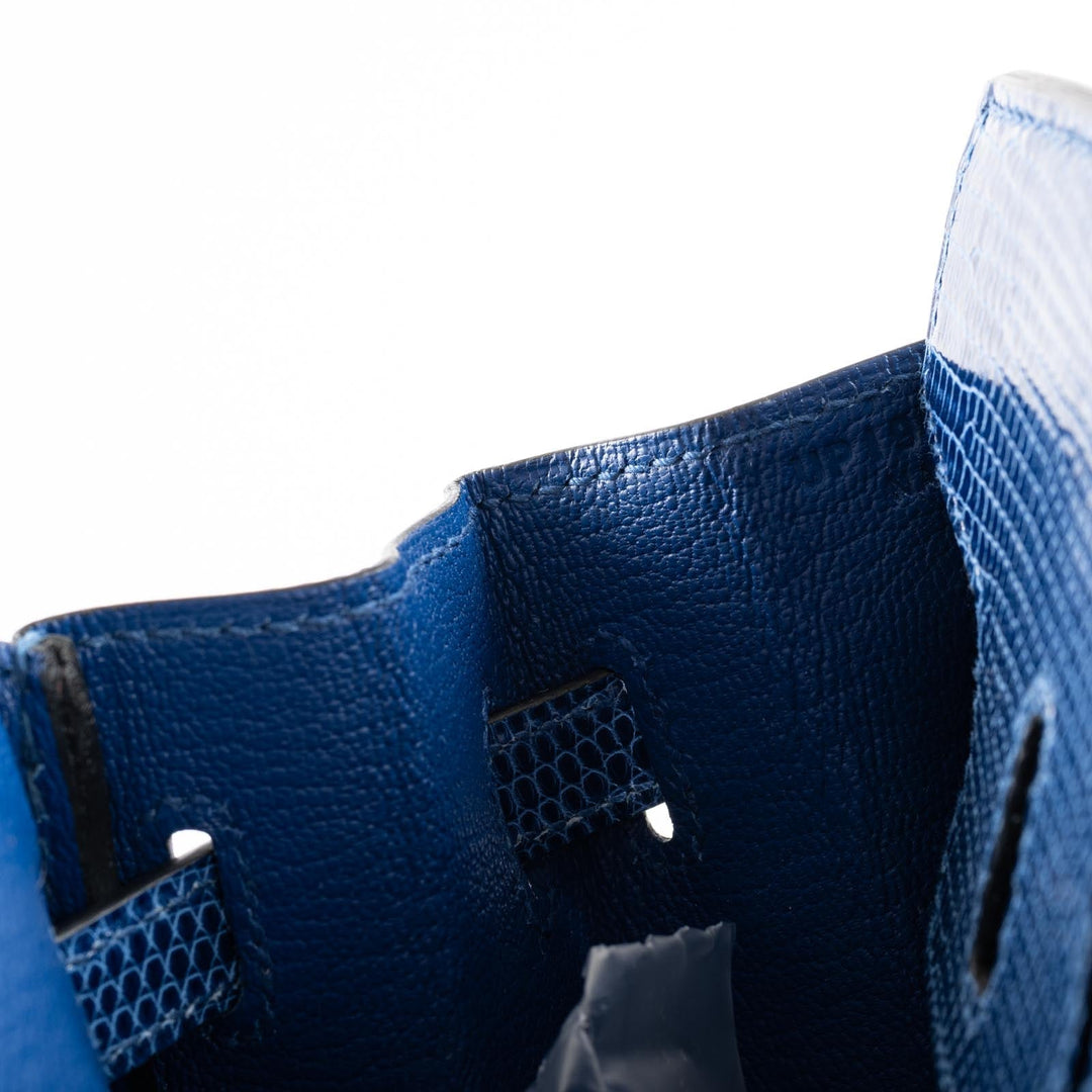 Hermes Birkin 25 Blue Sapphire Niloticus Lizard Palladium Hardware
