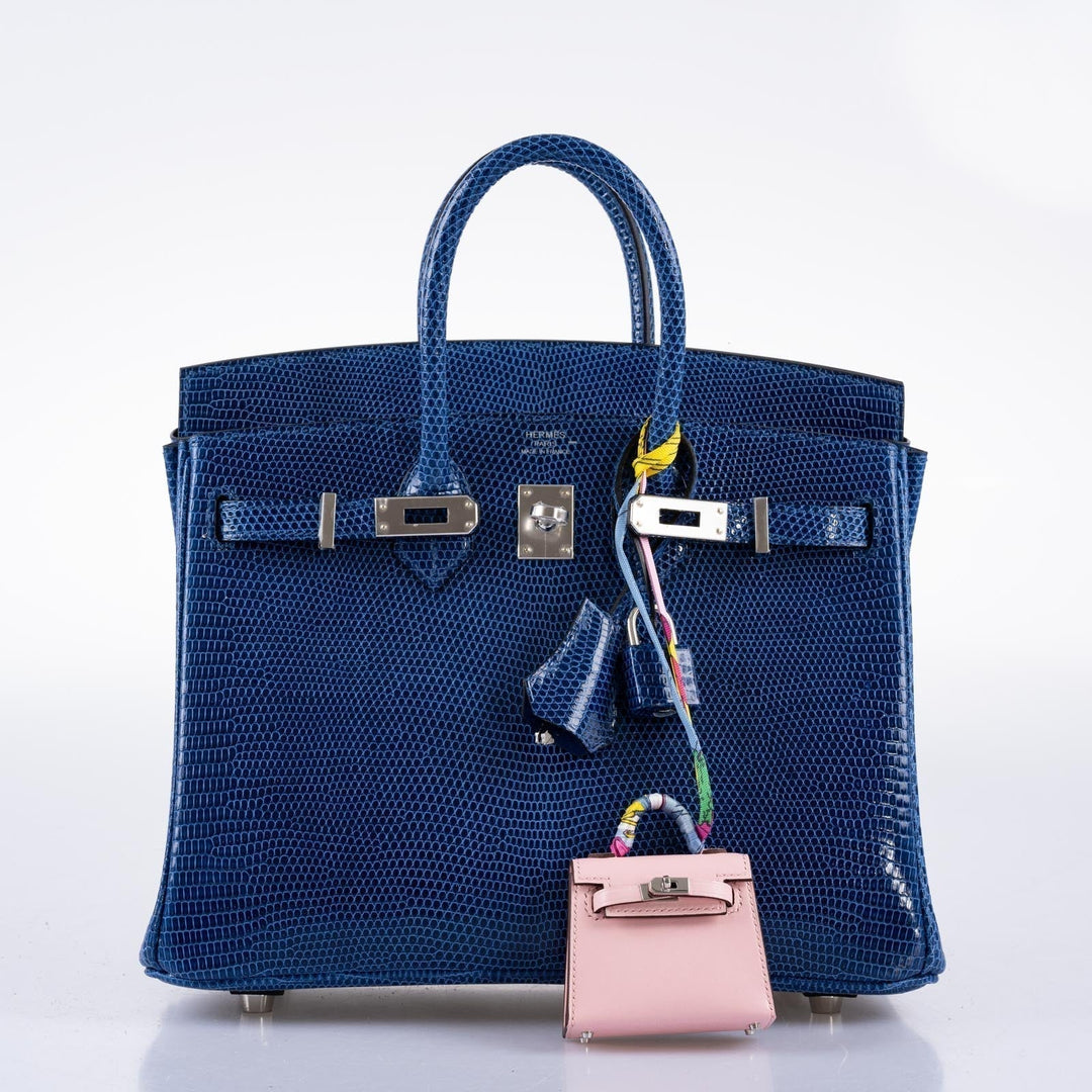 Hermes Birkin 25 Blue Sapphire Niloticus Lizard Palladium Hardware