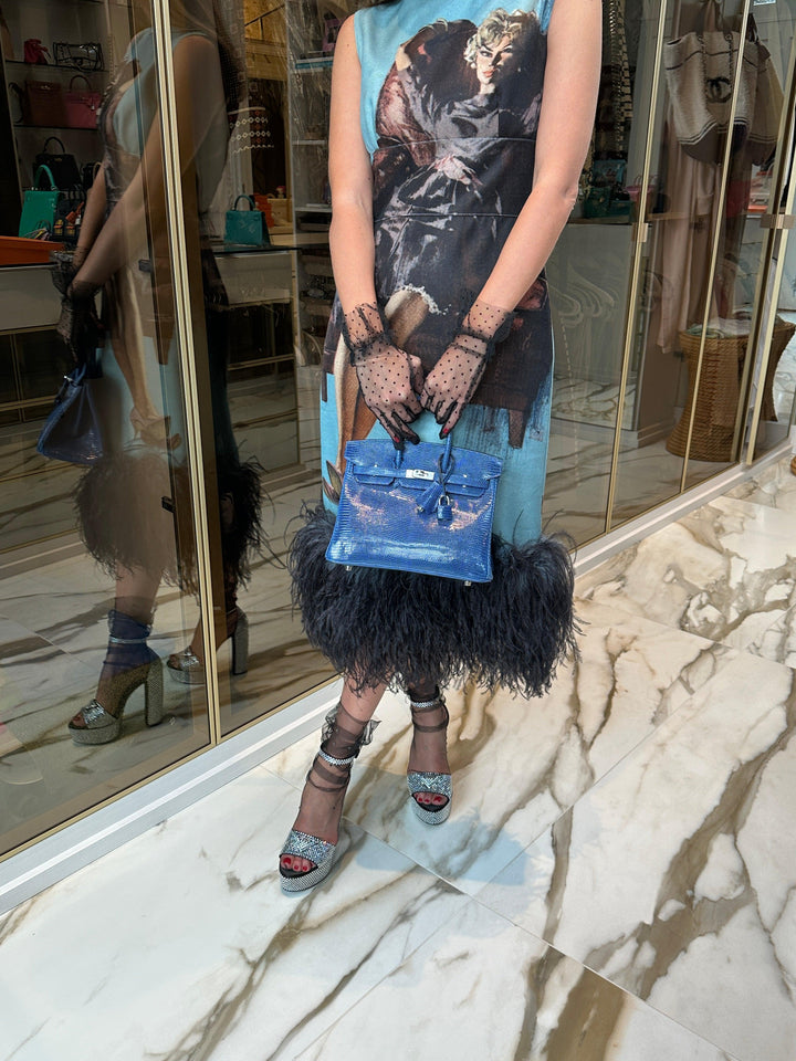 Hermes Birkin 25 Blue Sapphire Niloticus Lizard Palladium Hardware