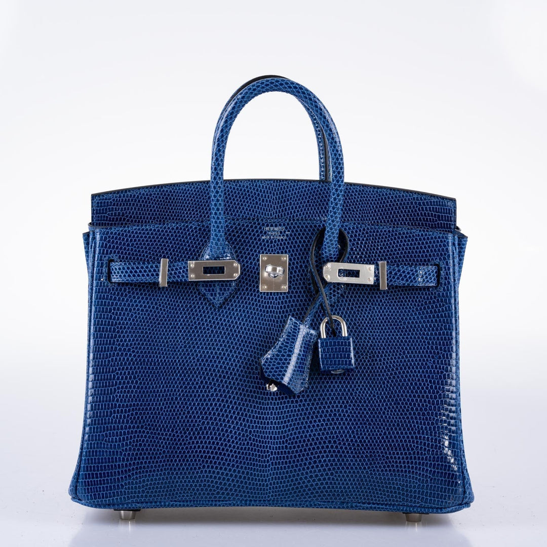 Hermes Birkin 25 Blue Sapphire Niloticus Lizard Palladium Hardware