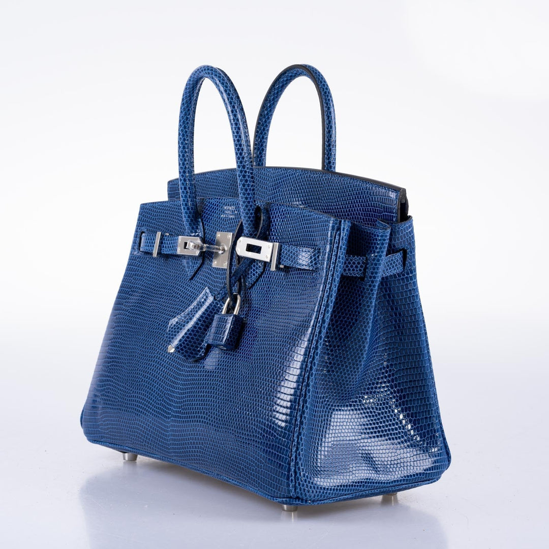 Hermes Birkin 25 Blue Sapphire Niloticus Lizard Palladium Hardware