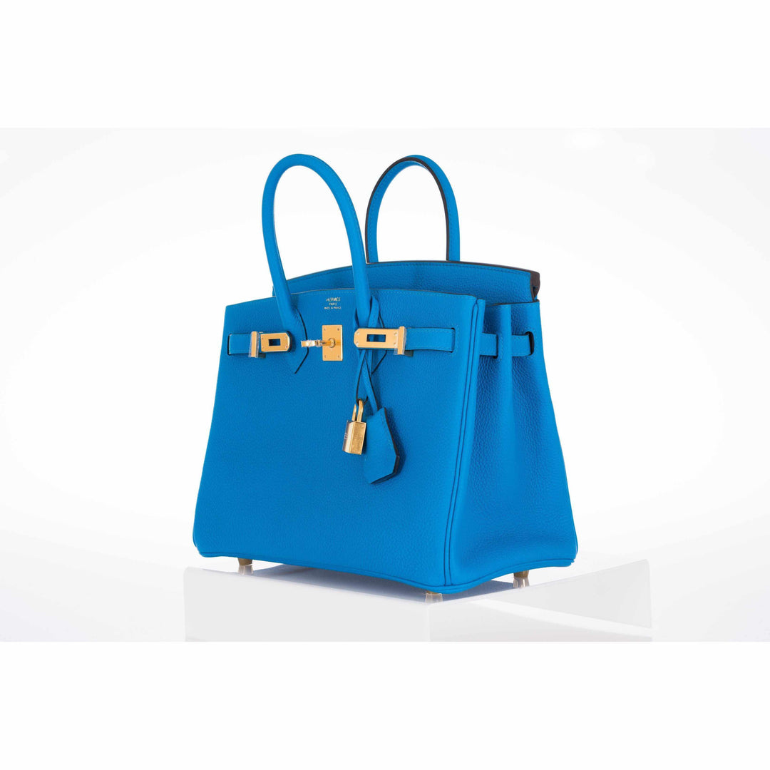 Top quality Hermes Birkin 25 Blue Zanzibar Togo Gold Hardware