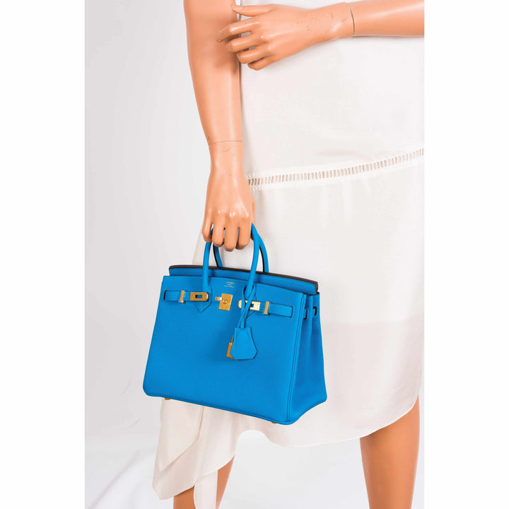Top quality Hermes Birkin 25 Blue Zanzibar Togo Gold Hardware