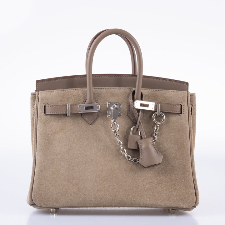 Hermes Birkin 25 Gris Caillou & Etoupe Grizzly and Swift Palladium Hardware