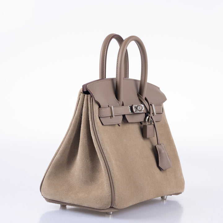 Hermes Birkin 25 Gris Caillou & Etoupe Grizzly and Swift Palladium Hardware