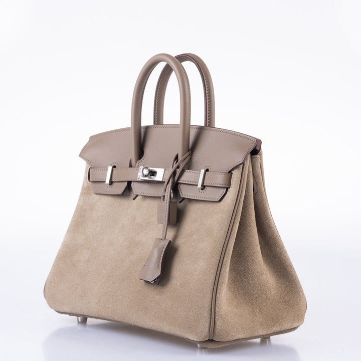 Hermes Birkin 25 Gris Caillou & Etoupe Grizzly and Swift Palladium Hardware