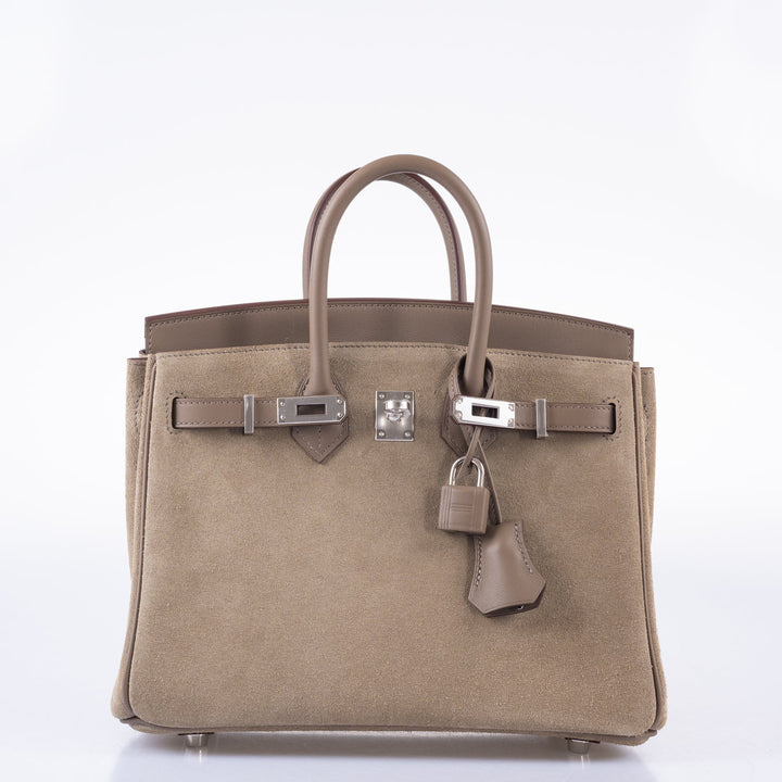 Hermes Birkin 25 Gris Caillou & Etoupe Grizzly and Swift Palladium Hardware