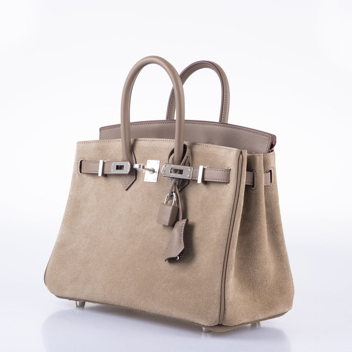 Hermes Birkin 25 Gris Caillou & Etoupe Grizzly and Swift Palladium Hardware
