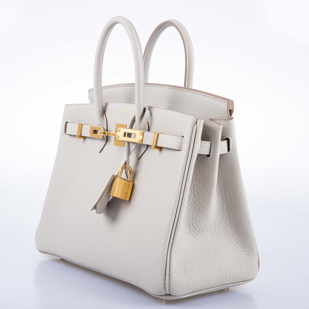 Hermes Birkin 25 Gris Perle Togo Gold Hardware