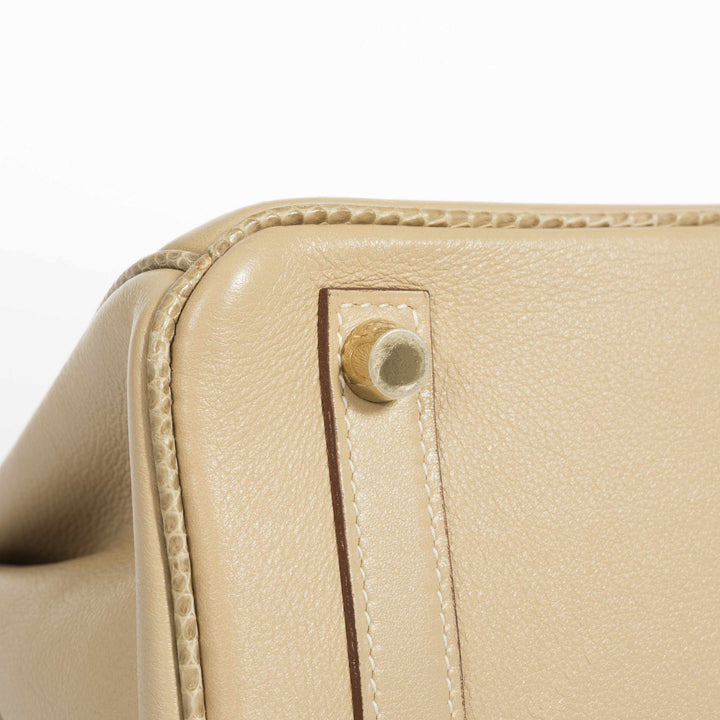 Top quality Hermes Birkin 25 HSS Argile Swift With Ficelle Lizard Gold Hardware - Special Edition