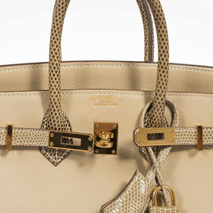 Top quality Hermes Birkin 25 HSS Argile Swift With Ficelle Lizard Gold Hardware - Special Edition