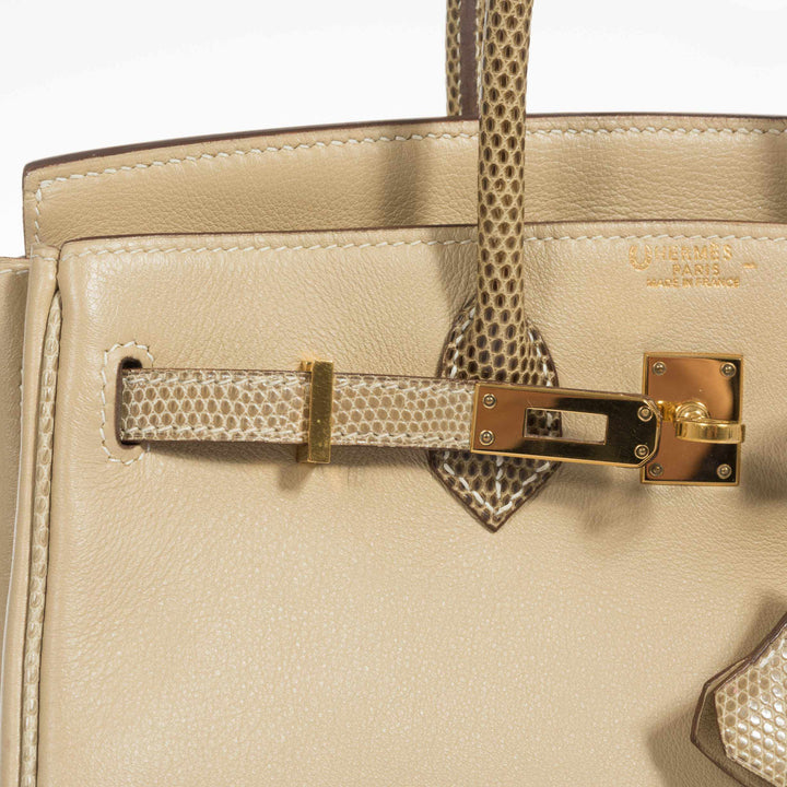 Top quality Hermes Birkin 25 HSS Argile Swift With Ficelle Lizard Gold Hardware - Special Edition