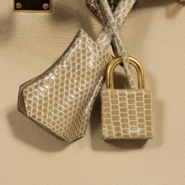 Top quality Hermes Birkin 25 HSS Argile Swift With Ficelle Lizard Gold Hardware - Special Edition