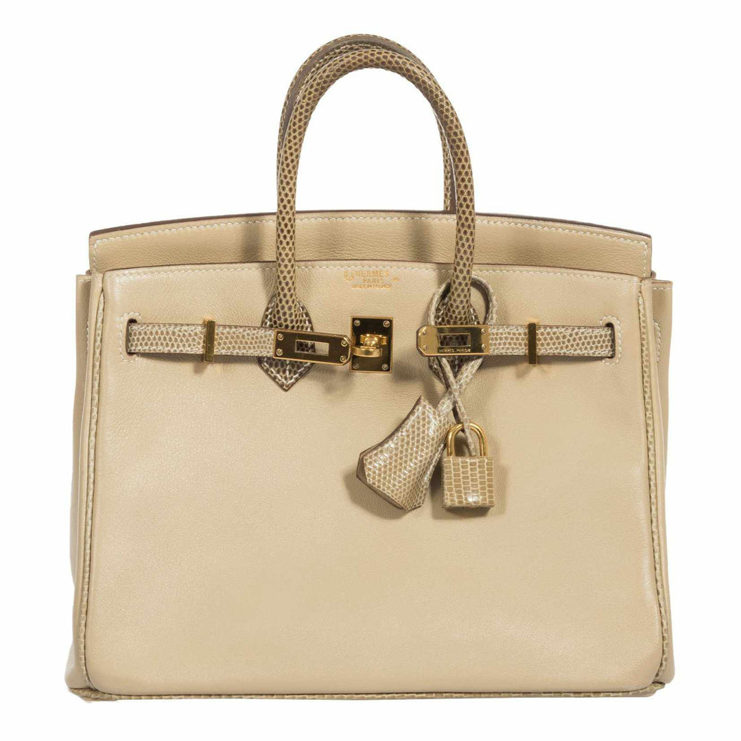 Hermes Birkin 25 HSS Argile Swift With Ficelle Lizard Gold Hardware - Special Edition