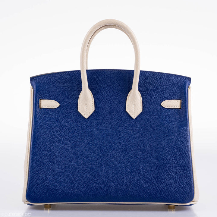 Hermès Birkin 25 HSS Bi-Color Blue Electrique & Craie Epsom Brushed Gold Hardware - 2016, X