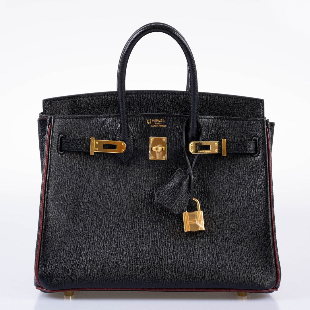 Hermès Birkin 25 HSS Black Chèvre with Rouge H Piping & Interior with Gold Hardware