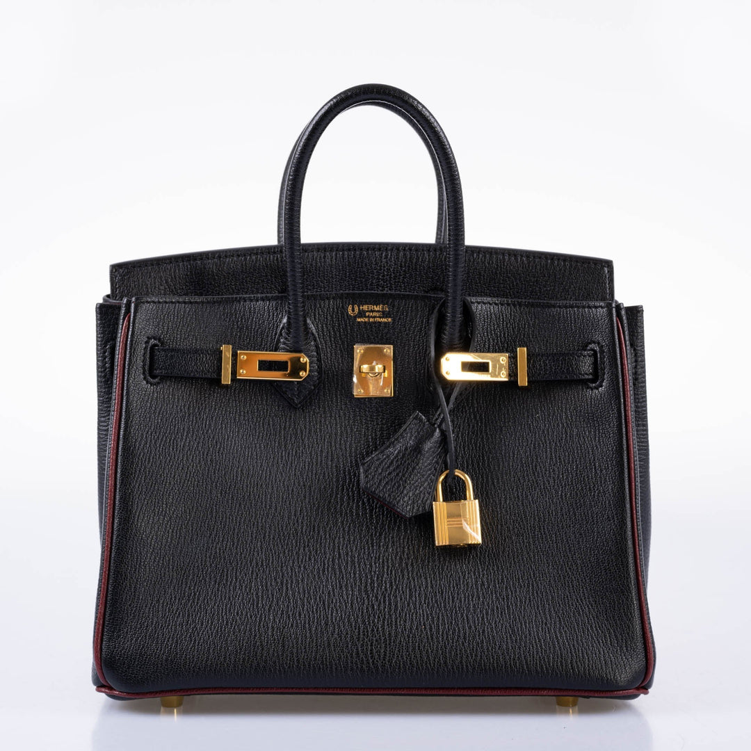 Hermès Birkin 25 HSS Black Chèvre with Rouge H Piping & Interior with Gold Hardware