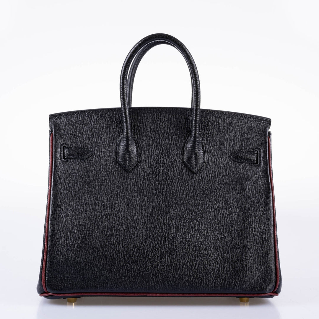Hermès Birkin 25 HSS Black Chèvre with Rouge H Piping & Interior with Gold Hardware