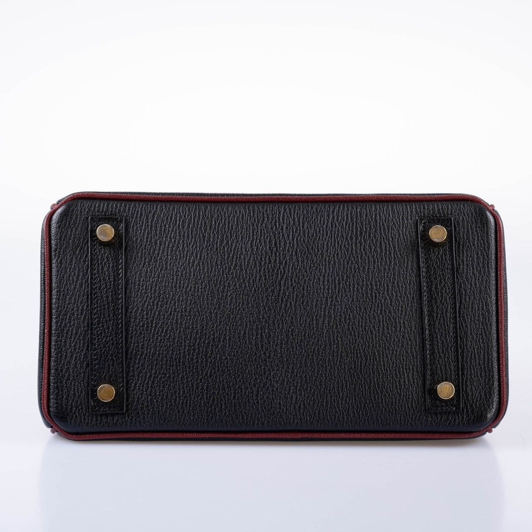 Hermès Birkin 25 HSS Black Chèvre with Rouge H Piping & Interior with Gold Hardware