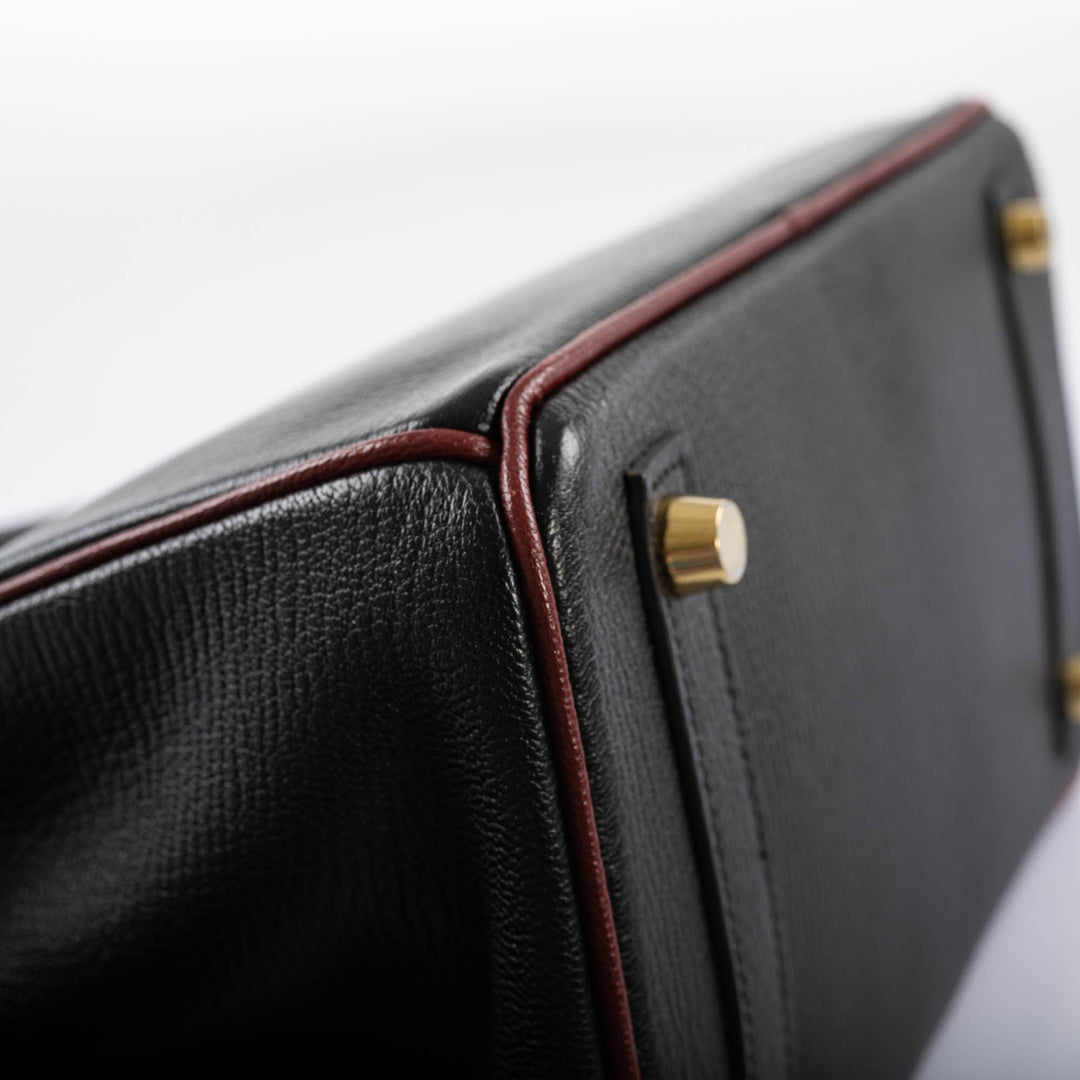 Hermès Birkin 25 HSS Black Chèvre with Rouge H Piping & Interior with Gold Hardware