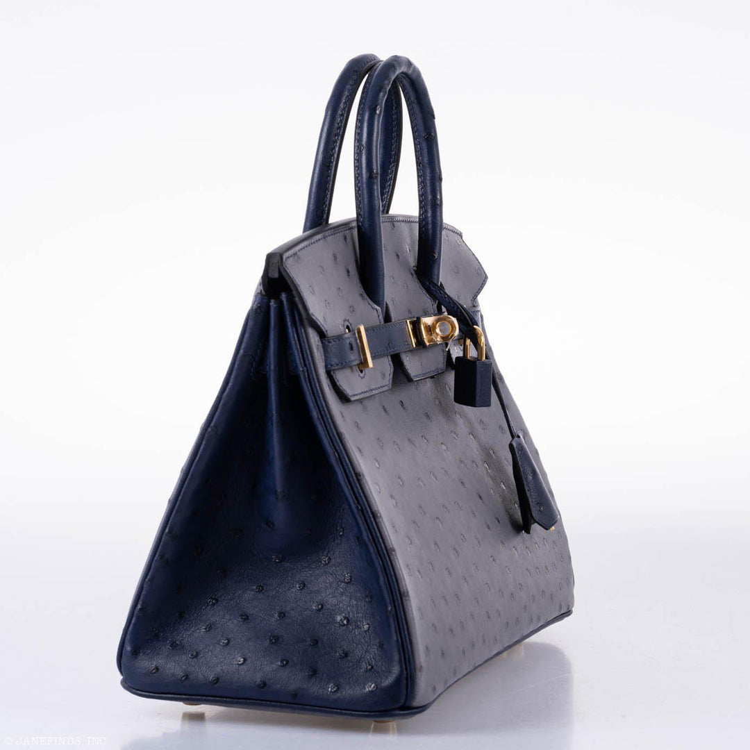 Top quality Hermes Birkin 25 HSS Gris Agate & Blue Iris Ostrich Gold Hardware - 2018, C