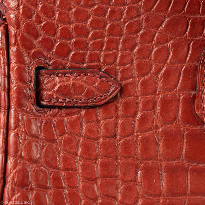 Hermès Birkin 25 HSS Rouge H Alligator & Orange Interior Gold Hardware