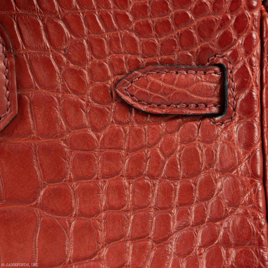 Hermès Birkin 25 HSS Rouge H Alligator & Orange Interior Gold Hardware