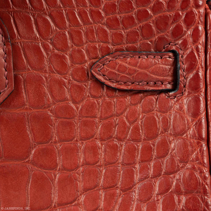 Hermès Birkin 25 HSS Rouge H Alligator & Orange Interior Gold Hardware