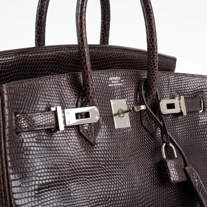 Hermès Birkin 25 Havane Nilo Lizard with Palladium Hardware - 2007, K Square