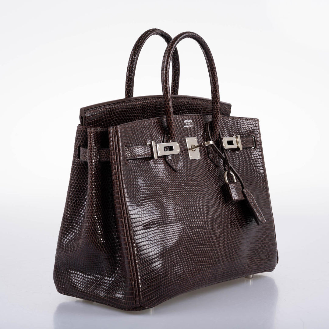 Hermès Birkin 25 Havane Nilo Lizard with Palladium Hardware - 2007, K Square