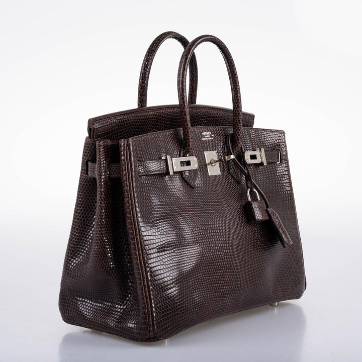 Hermès Birkin 25 Havane Nilo Lizard with Palladium Hardware - 2007, K Square