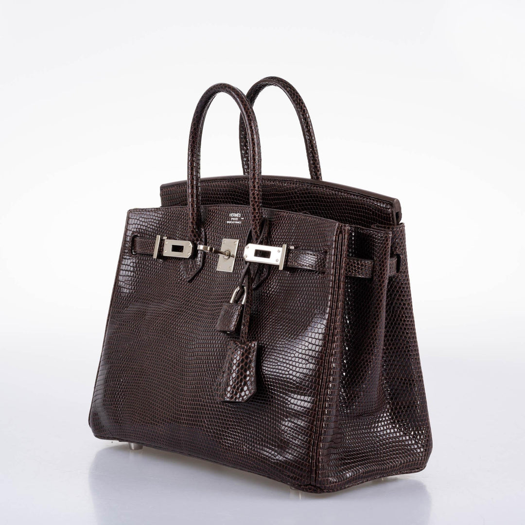 Hermès Birkin 25 Havane Nilo Lizard with Palladium Hardware - 2007, K Square
