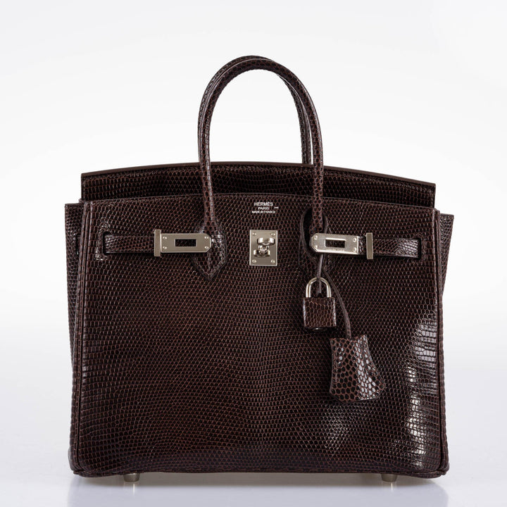 Hermès Birkin 25 Havane Nilo Lizard with Palladium Hardware - 2007, K Square