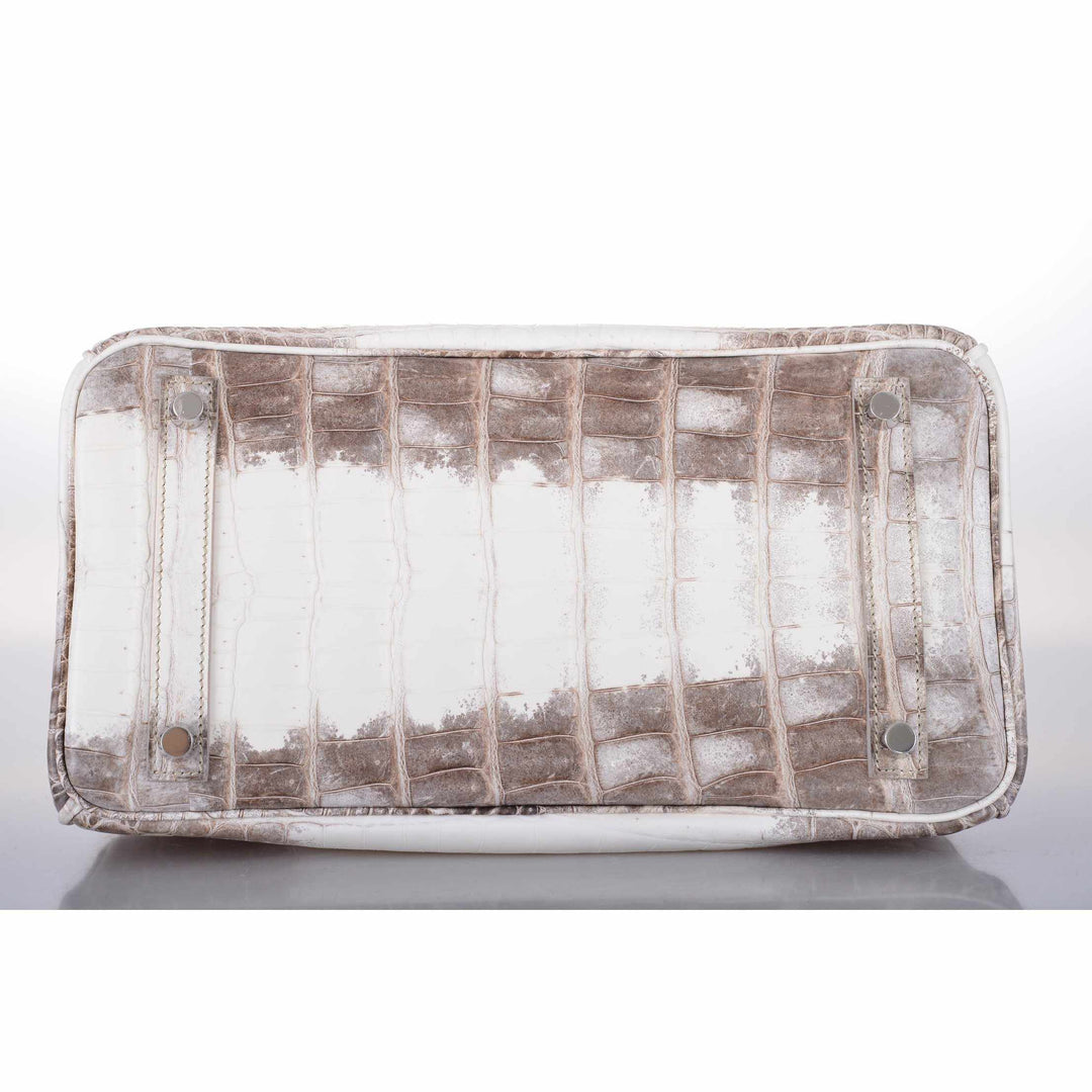 Premium Handmade Hermes Birkin 25 Himalayan White Niloticus Crocodile Palladium Hardware