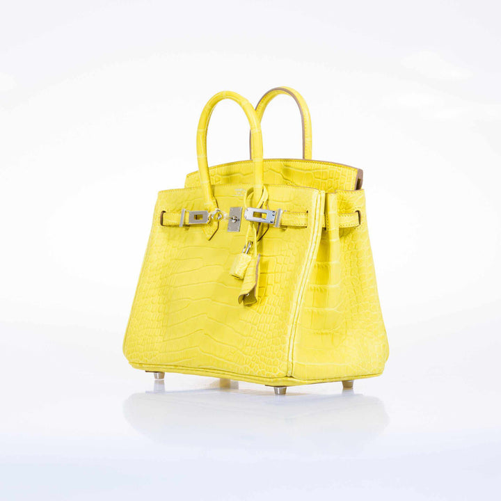Hermès Birkin 25 Lime Yellow Matte Alligator Palladium Hardware