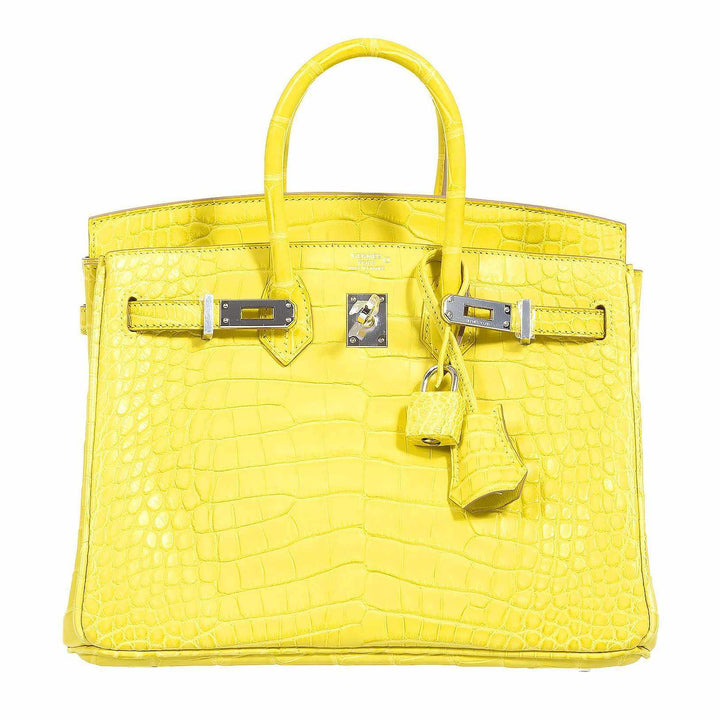 Hermès Birkin 25 Lime Yellow Matte Alligator Palladium Hardware