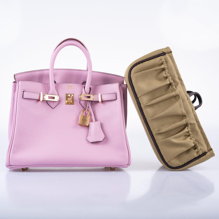 Top quality Hermes Birkin 25 Mauve Sylvestre Swift leather Rose Gold Hardware