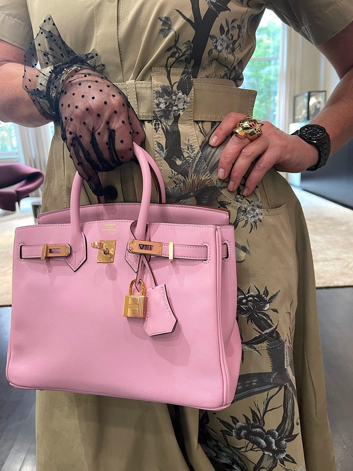 Top quality Hermes Birkin 25 Mauve Sylvestre Swift leather Rose Gold Hardware