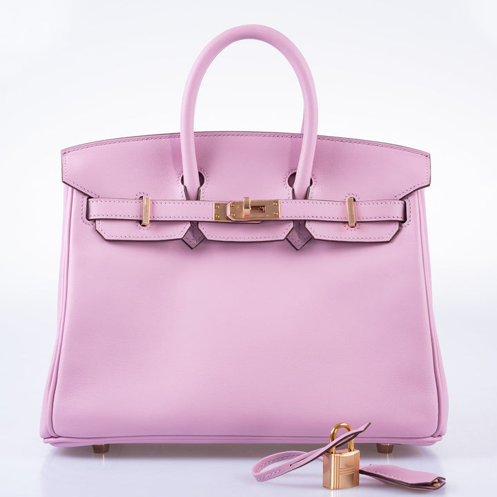 Top quality Hermes Birkin 25 Mauve Sylvestre Swift leather Rose Gold Hardware