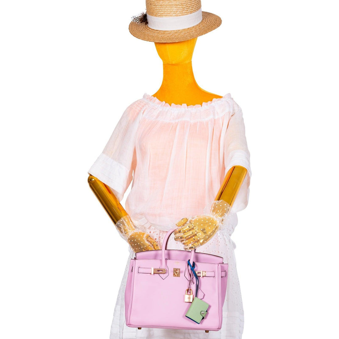 Top quality Hermes Birkin 25 Mauve Sylvestre Swift leather Rose Gold Hardware