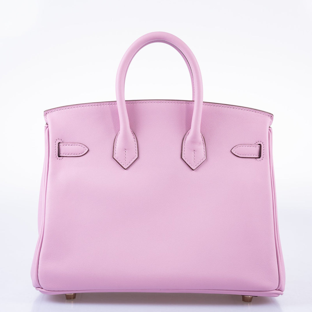 Top quality Hermes Birkin 25 Mauve Sylvestre Swift leather Rose Gold Hardware