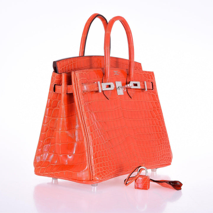 Hermes Birkin 25 Niloticus Crocodile Poppy Orange Palladium Hardware
