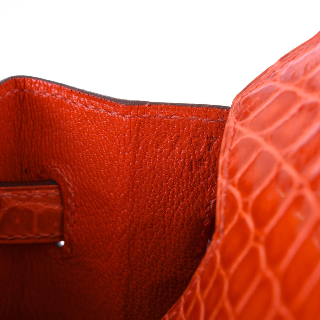 Hermes Birkin 25 Niloticus Crocodile Poppy Orange Palladium Hardware